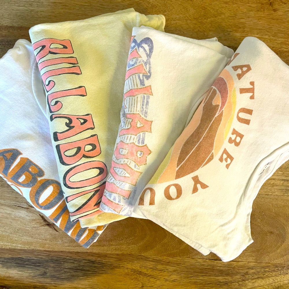 Lot of 4 Billabong woman vintage boyfriend tees gently used condition